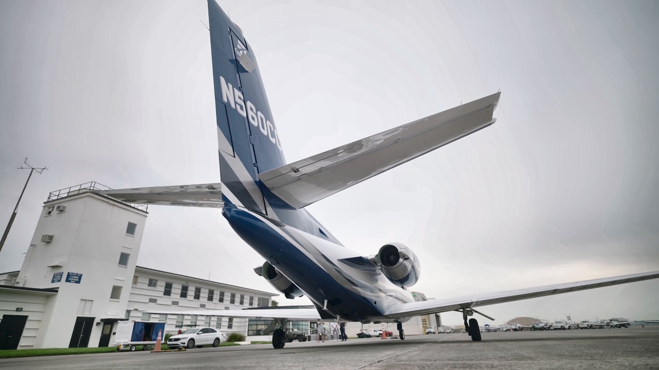 Head-on rear view of the Citation V on the ramp